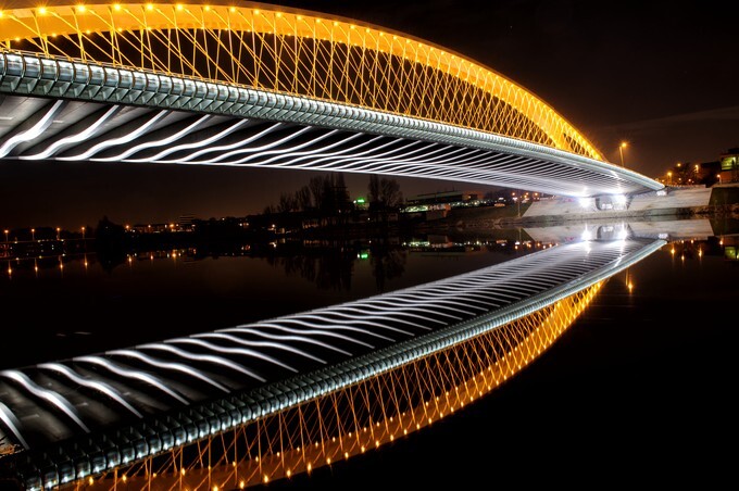 Troja Bridge in Prague - Beautiful night cityscape view